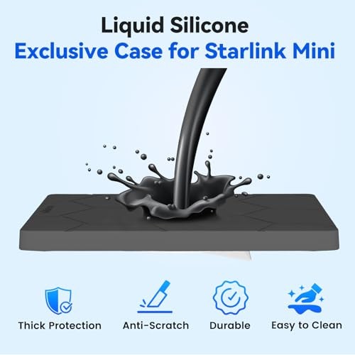Starlink Mini Protective Cover Case, Hailproof Liquid Silicone Protective Black