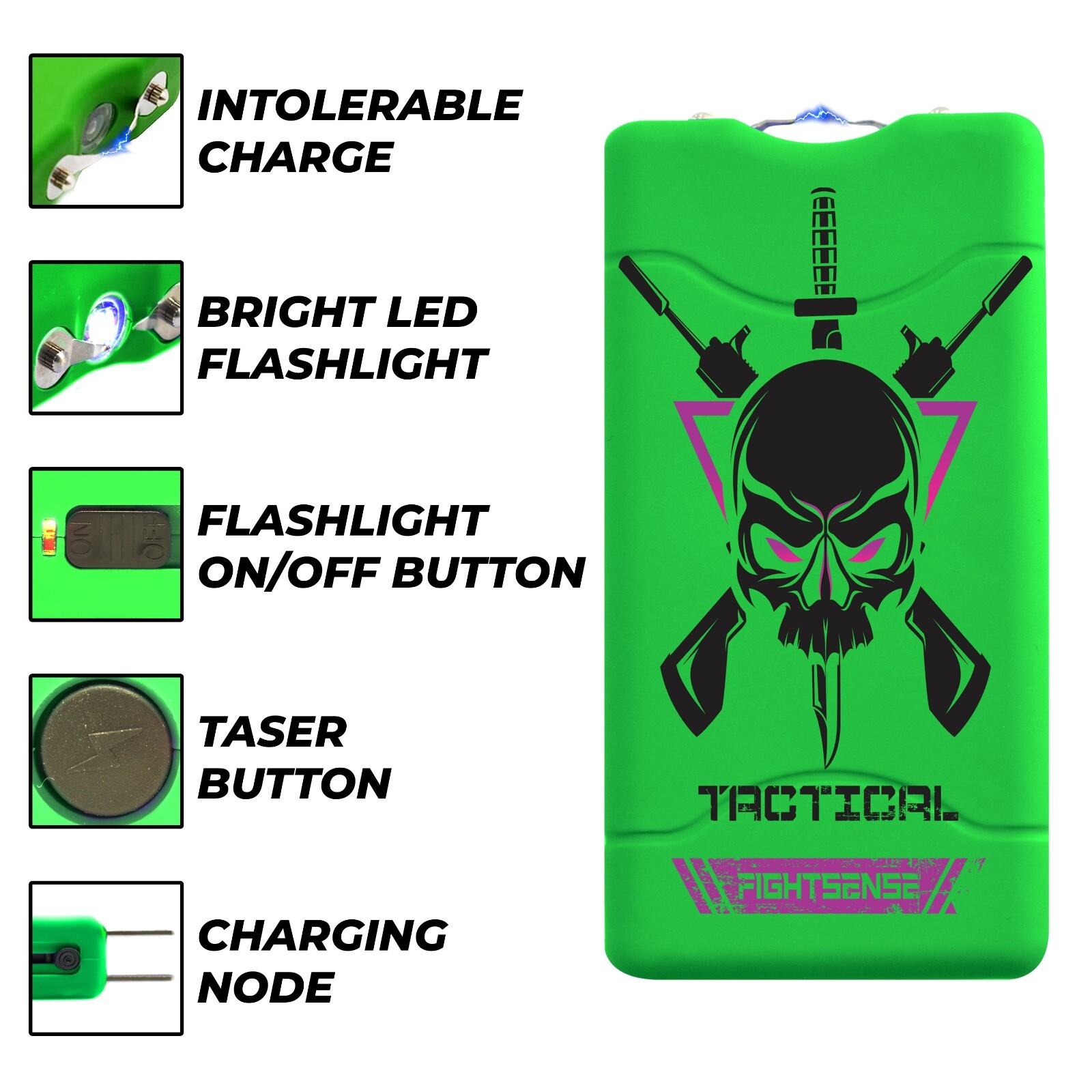 Self Defense Stun Gun With LED Flashlight & 10mv Max Power Rechargeable Battery