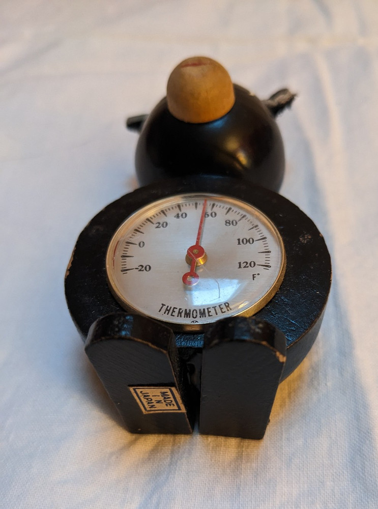 Vintage Small Black Bear Thermometer