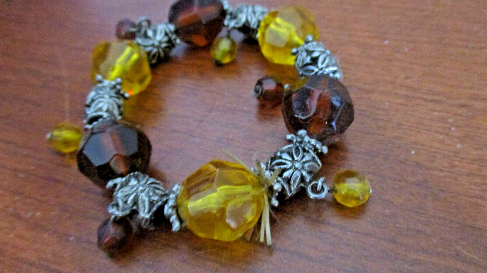 Browns, Golds, & Silver BEAD BRACELET