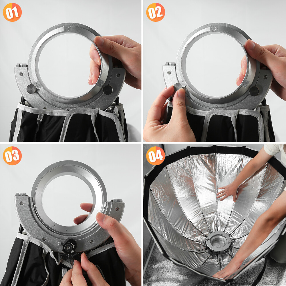 US 90/120cm Studio Flipped Bowens Quick Installation Softbox Diffuser With Grid