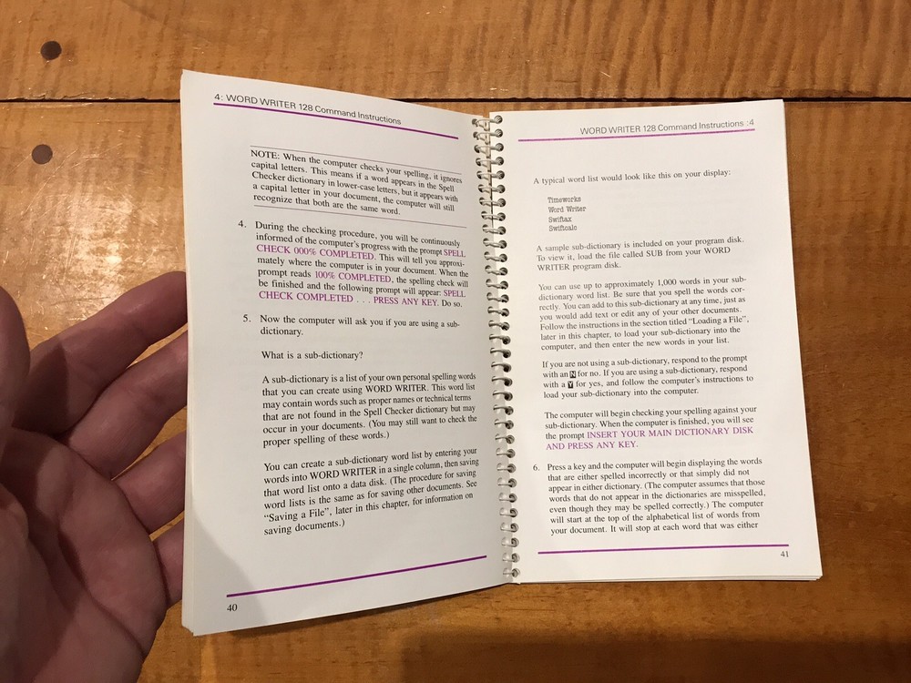 Commodore 128 PC Word Writer User's Manual Vintage Computer TIMEWORKS 1982