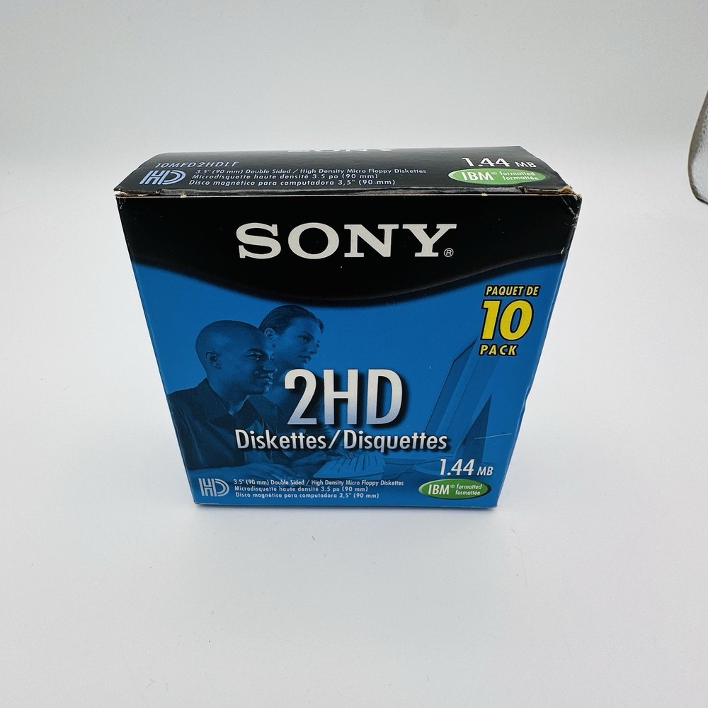 Sony 2HD Diskettes 10 Pack 1.44MB IBM Reliable High Durability New Open Box Read