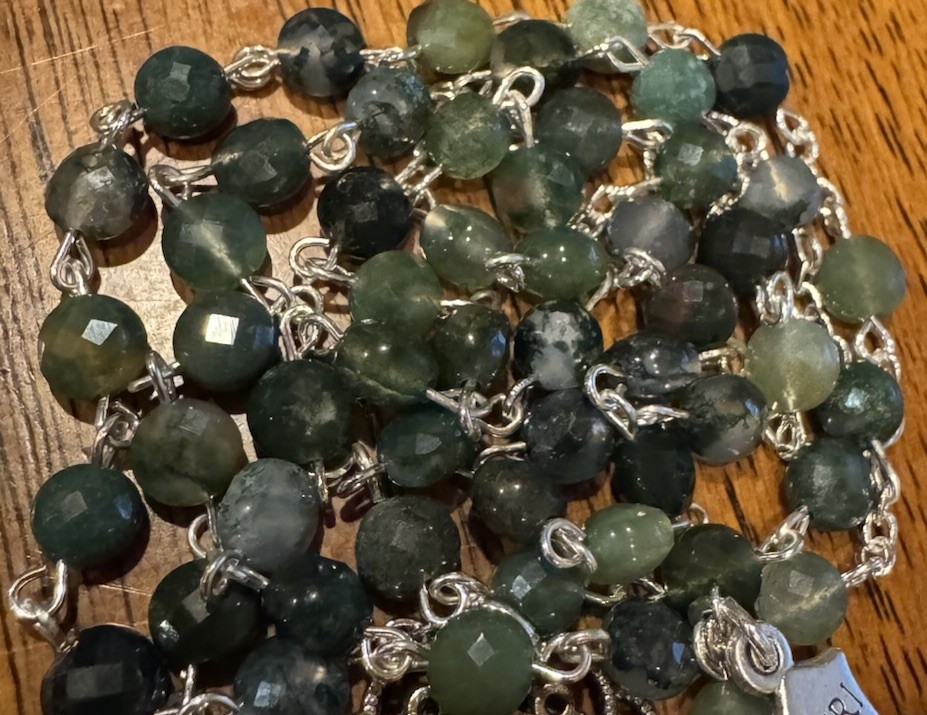 Handmade Rosary Moss Agate Coin Beads