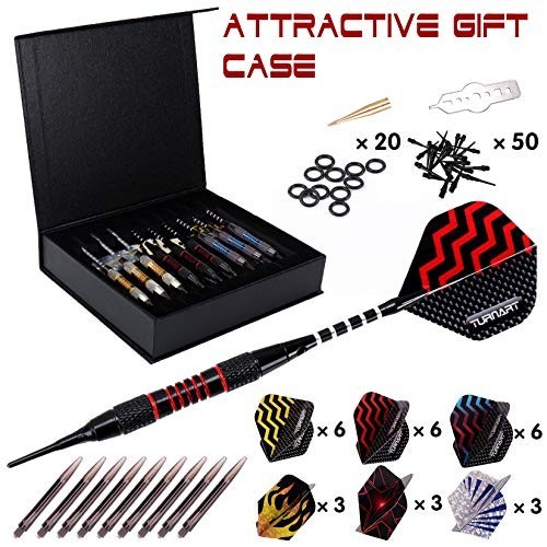 Professional Soft Tip Darts Set - 9 Pcs 18g for Electronic Dartboard + 50 Tips &