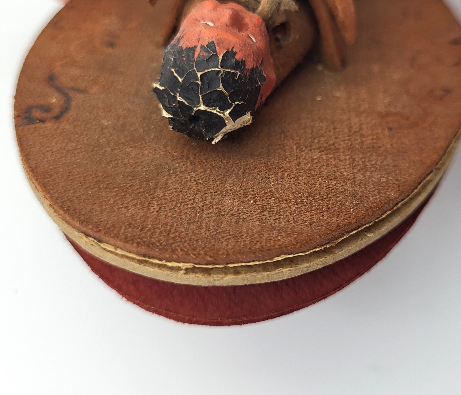 Antique Hand Crafted Clay And Leather Native American Papoose Cradle Doll