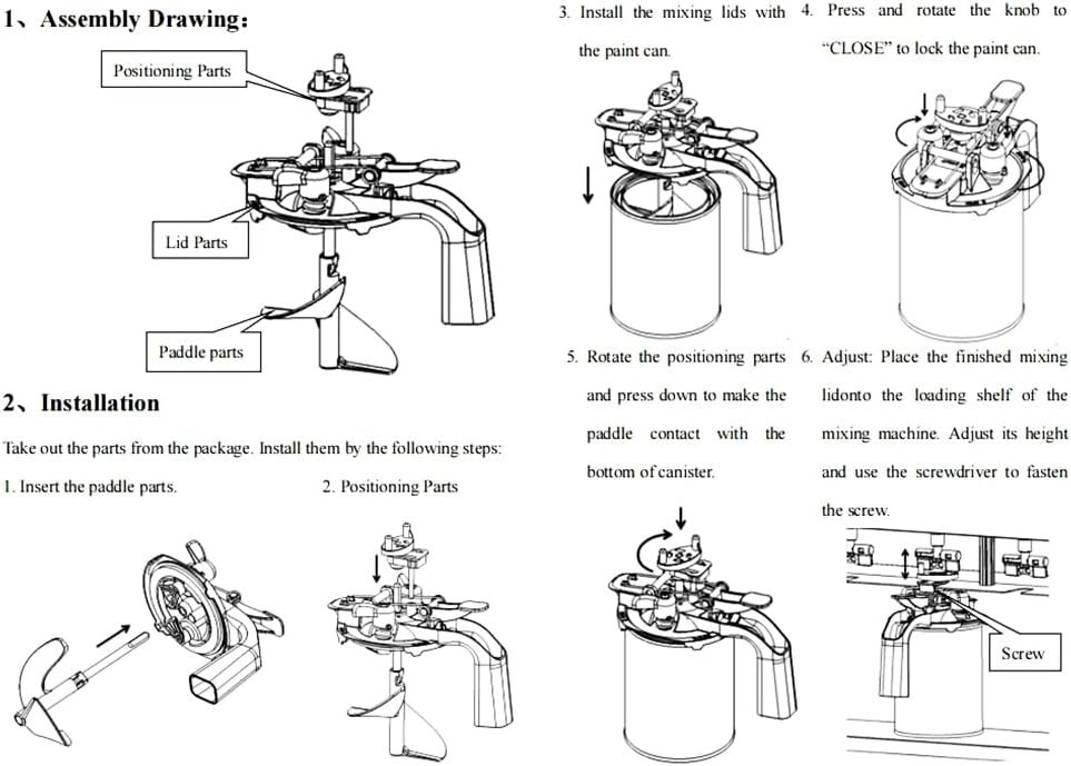 Universal Paint Mixer Kit with 2 Mixing Lids - Leak-Proof & Compact Design