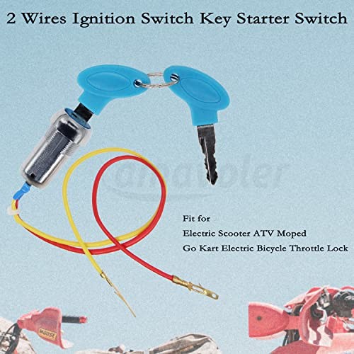 2 Wires Ignition Switch Key Starter Switch with 2 Keys ​On-Off Fit for
