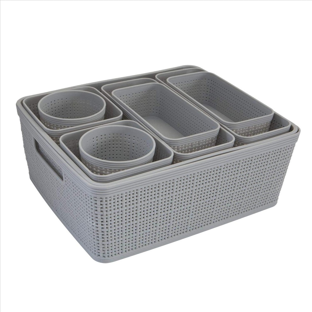 10 Piece Organizing Set Multiple Size Bins Multipurpose Office Desk Dorm