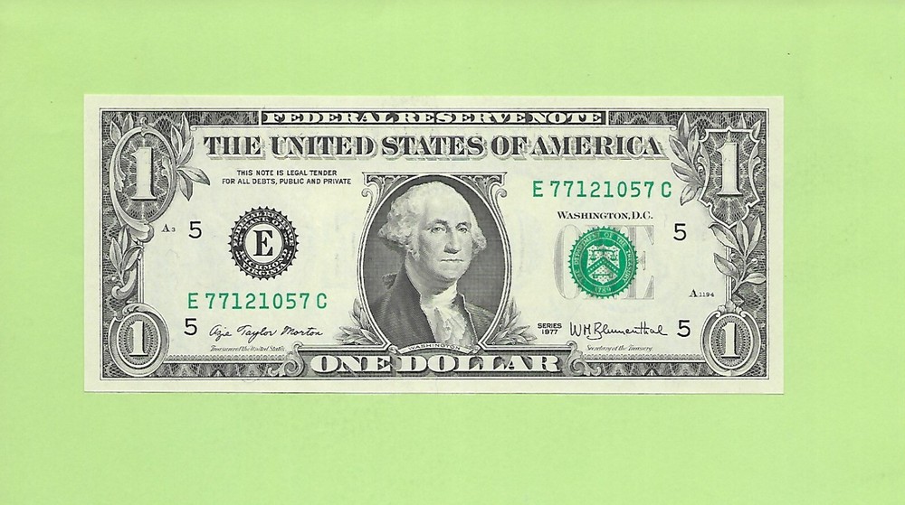 1977 ..UNCIRC $1  E 7712 1057 C  .... 1977 $1  E-C     NICE NOTE        FRN