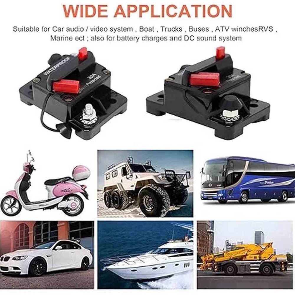 Two 30 amp circuit breakers for easy installation on trolling trailer vehicles