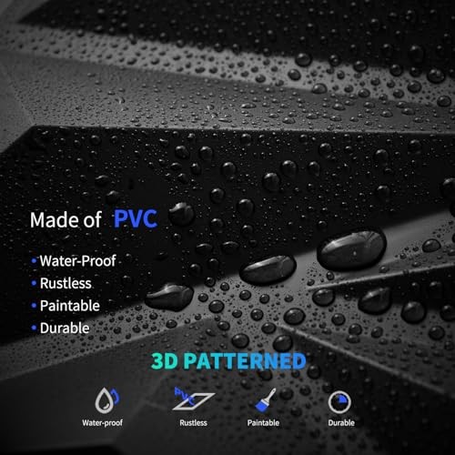 3D Wall Panel Diamond for Interior Wall Décor, PVC Flower 33 Pack 33 Black