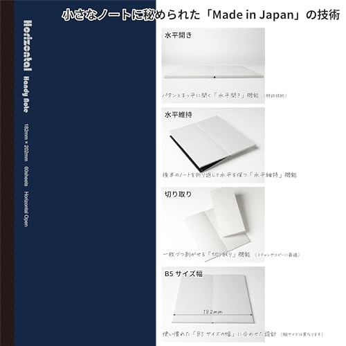 [Carry it like a smartphone] Horizontal notebook that opens flat to a B5 width.