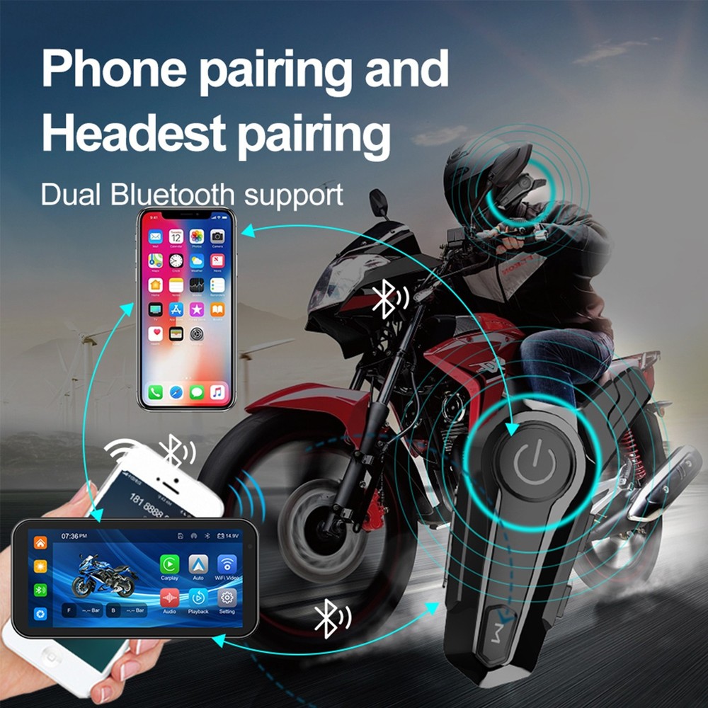 Motorcycle Dashcam 6.25inch Touchscreen Loop Recording GPS Track Bluetooth V4.0