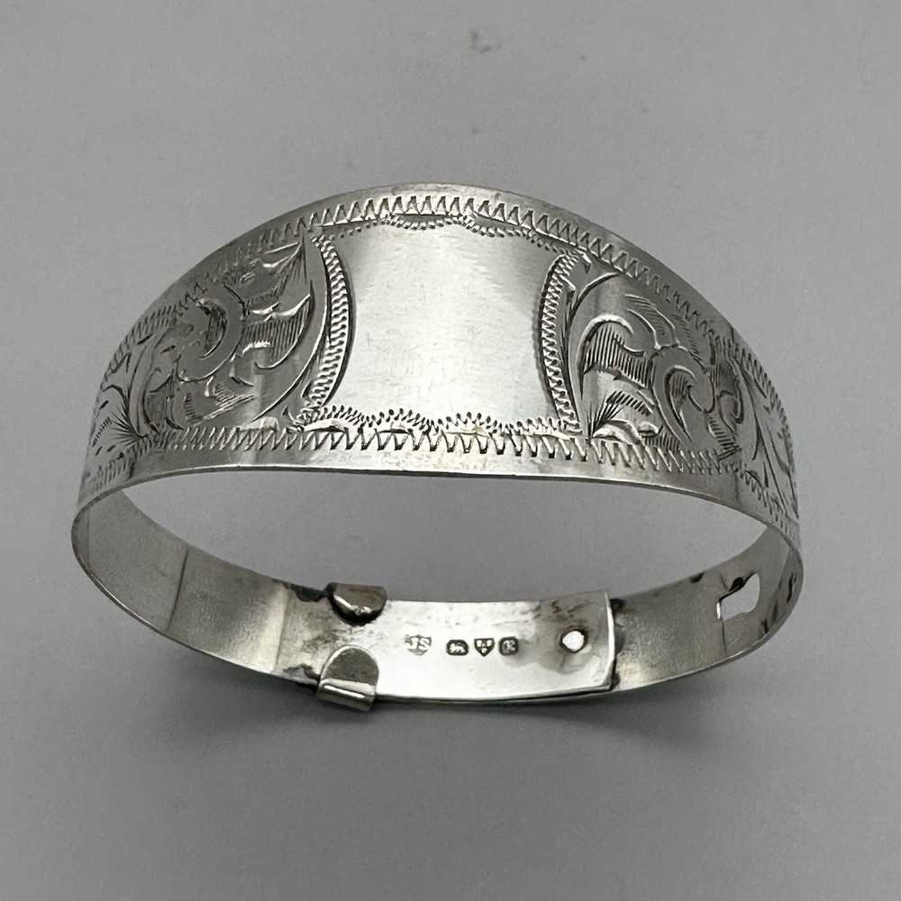 Old Engraved Adjustable Napkin Ring Not Monogram Chester JS Sterling Silver Cuff