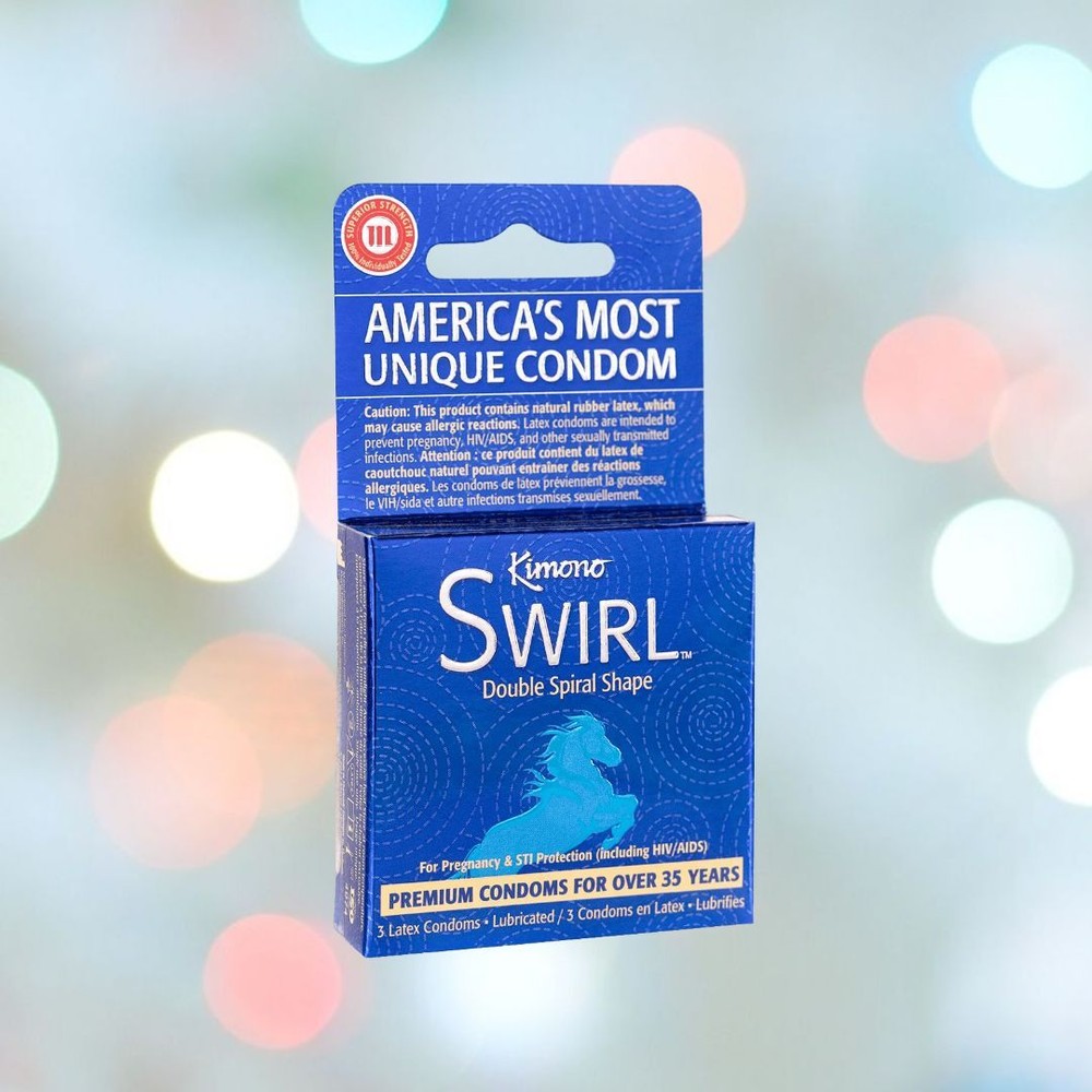 Kimono Swirl Double-Spiral Shape Condoms | 3-Pack