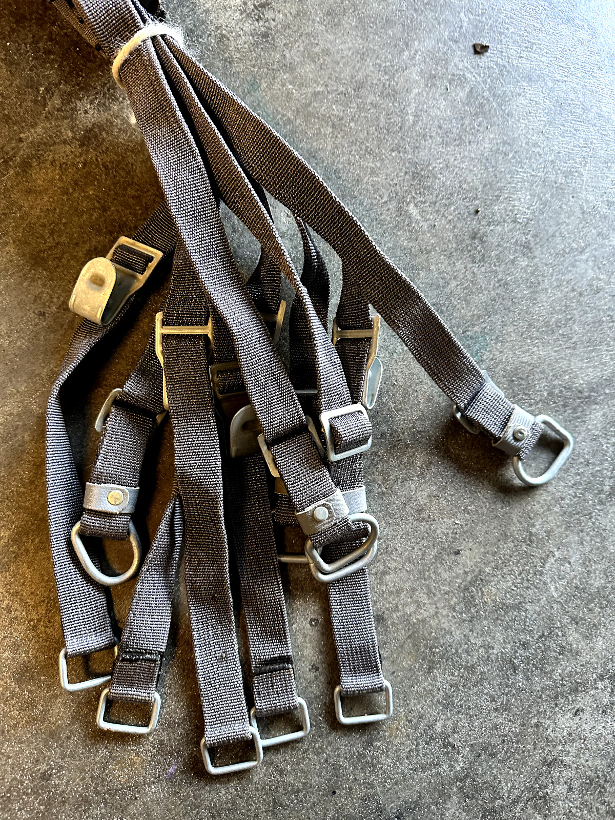 LOT OF 5 Vintage East German Gray Suspenders Uniform Y Straps NVA Authentic