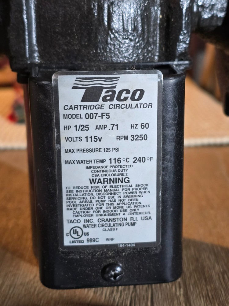 Taco 007-HF5 Circulator Pump "Black"