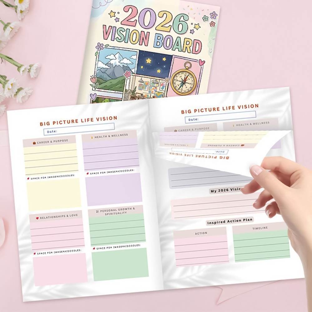 2026 VISIONBOARD Planner Notebook Goal Achievement Journal Work Planning