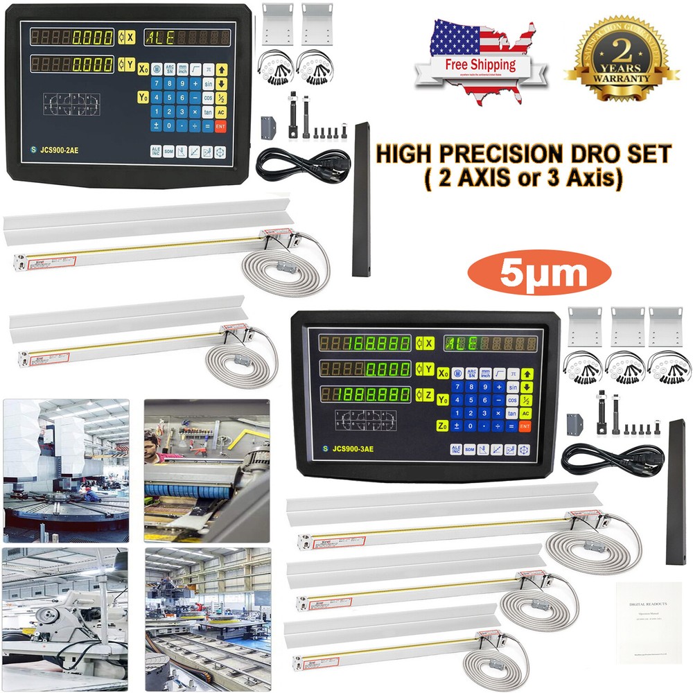 2/3 Axis Dro Digital Readout 2/3pc IP67 Optical Scale Kit 5um (100-1000mm )Mill
