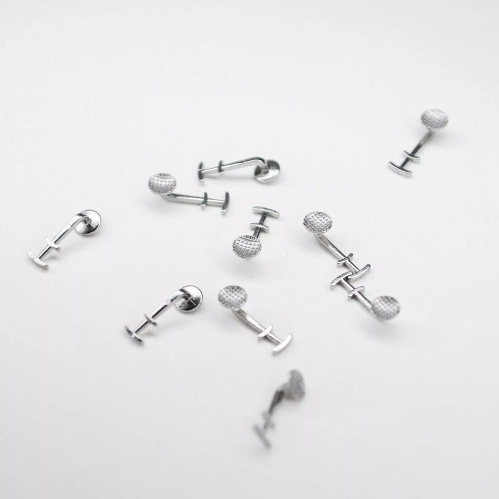 Dental Orthodontic Bondable Lingual Button Multi-hook Arms Braces Slid Crimpable