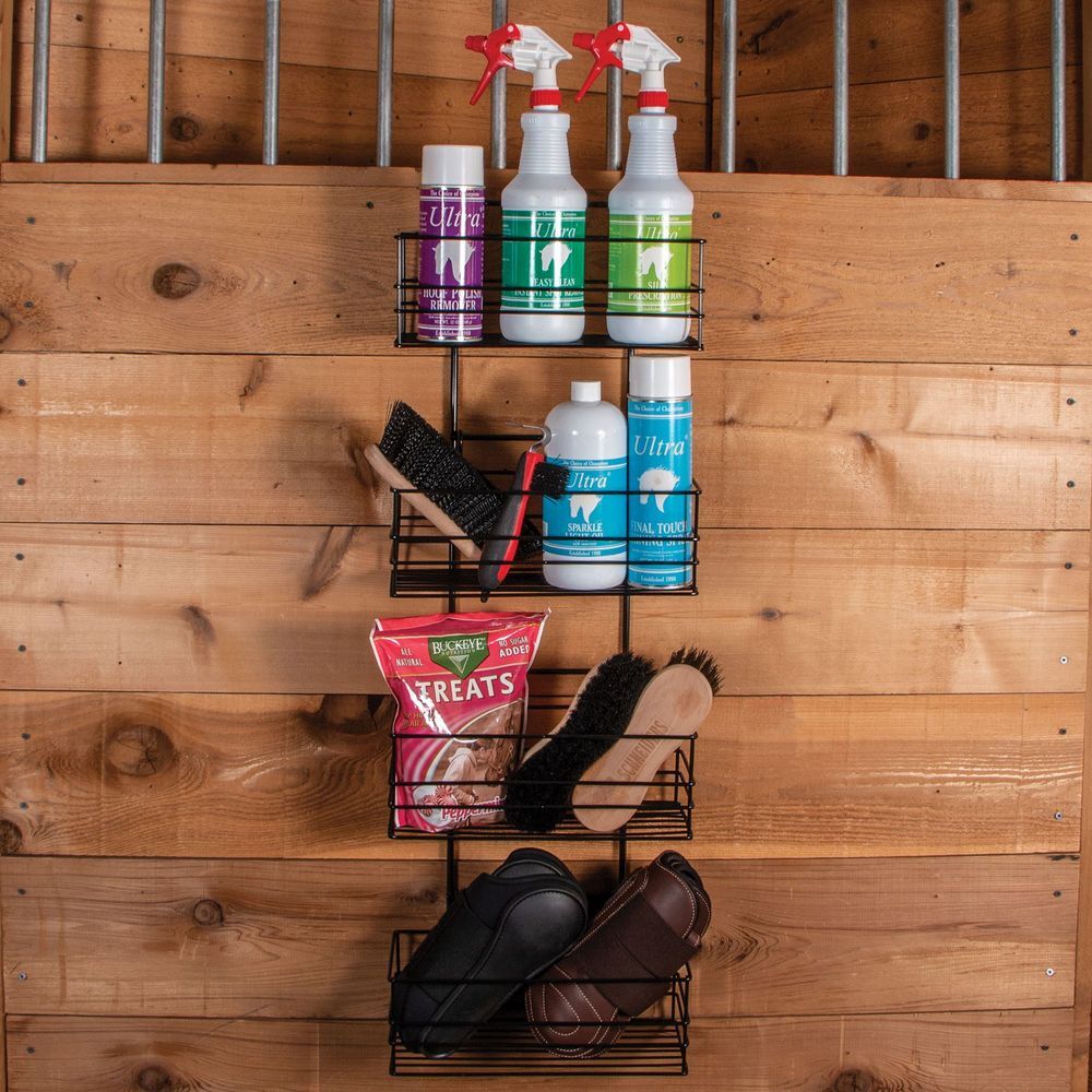 Easy-Up Mini Basket Groom Room Rack | Includes 4 Baskets | 2" Stall Board