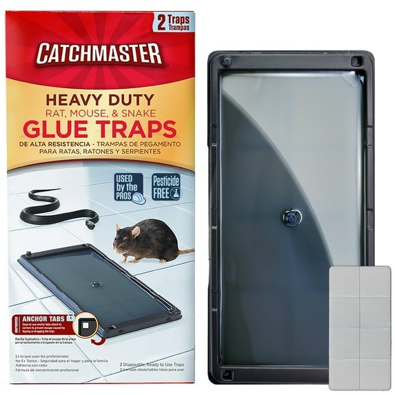 Catchmaster Heavy Duty Solid Glue Traps, 2 Count - for Rats, Mice & Insects