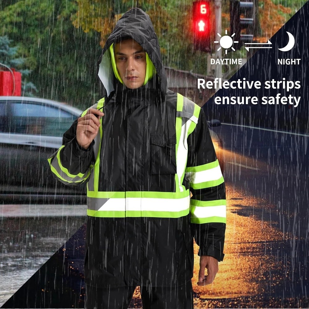 High Visibility Rain Gear, Class 3 High Visibility Work Rain Gear for Men, Co...