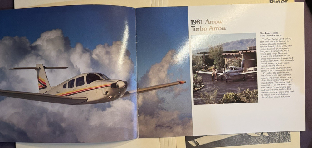 1981 Piper Arrow IV Turbo Brochure + Specifications, Performance and Equipment