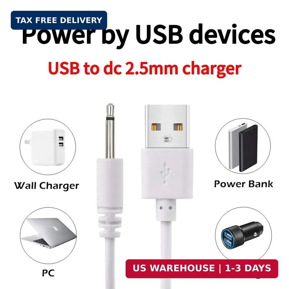 2.5mm DC Charging Cable, Fast Charging USB Cable, Compatible with Beauty Instrum