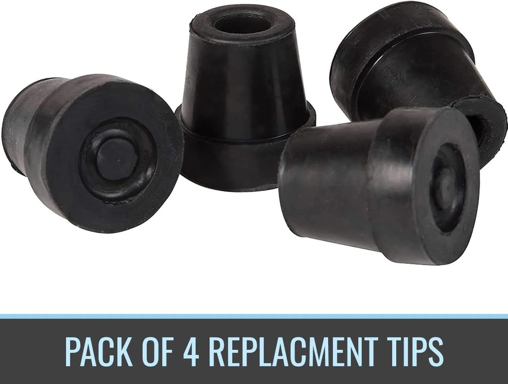 DMI Durable Replacement Quad Cane Tips, Extra Stability, No-Slip Grip, 1/2 Inch,