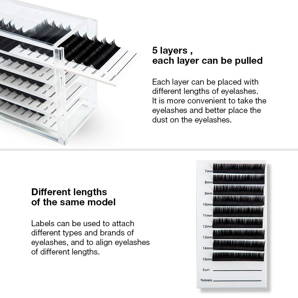 Acrylic 5 Layers clear Eyelash Storage Box, Makeup Display Container, Eyelash...