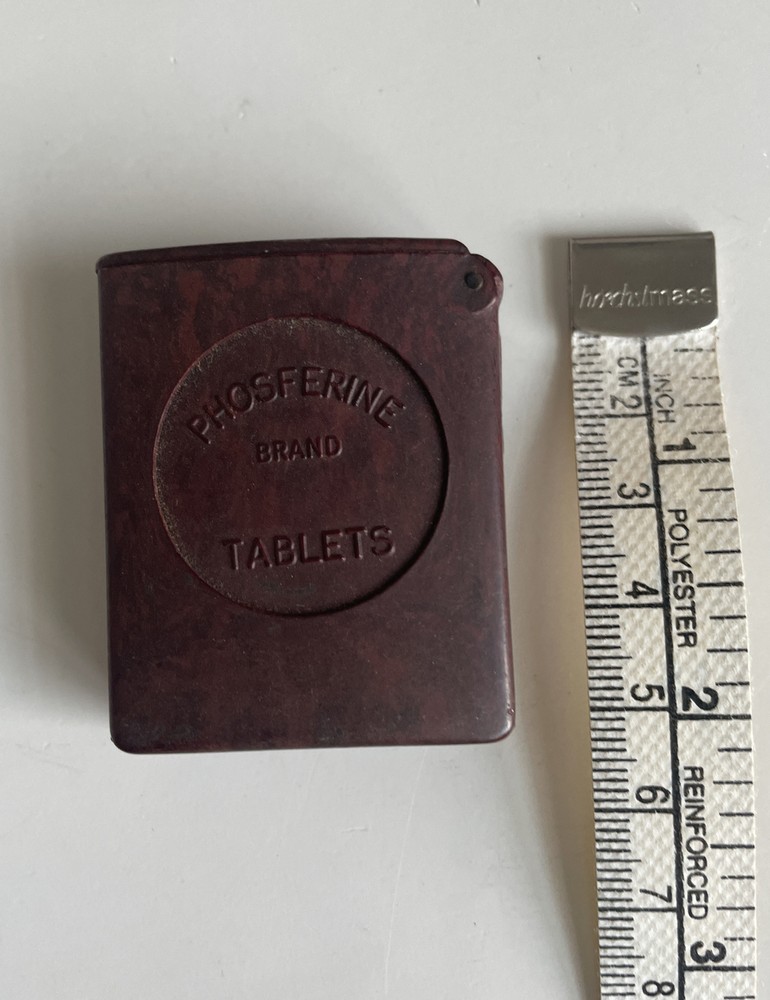 Antique Bakelite Phosferine Tablets Advertisement Match Vesta Case EUC