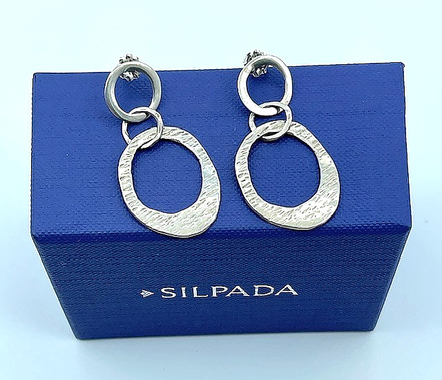 Silpada Sterling Textured Interlocking Circles Dangling Oval Stud Earrings P1529