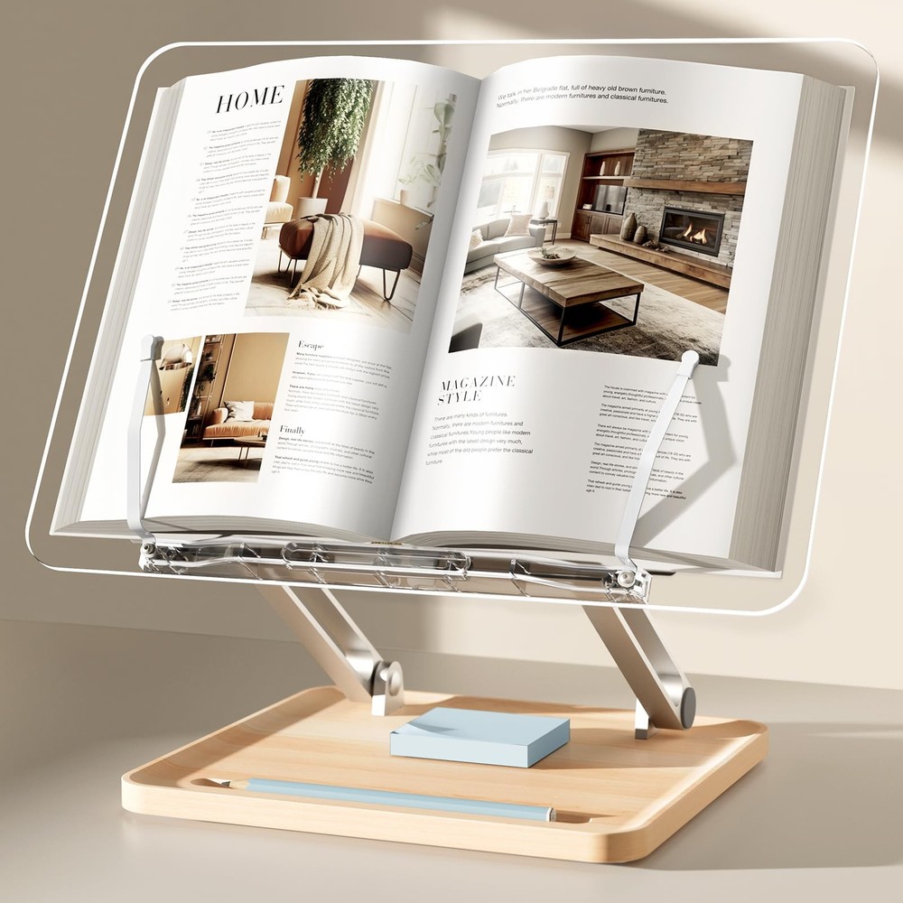 Adjustable Acrylic Book Stand for Reading, Holder Large, Clear