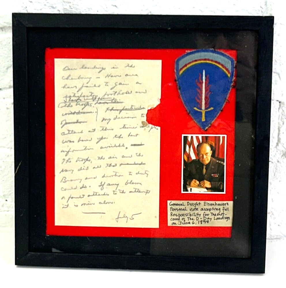 US Army WWII Framed D-Day Commemorative Display