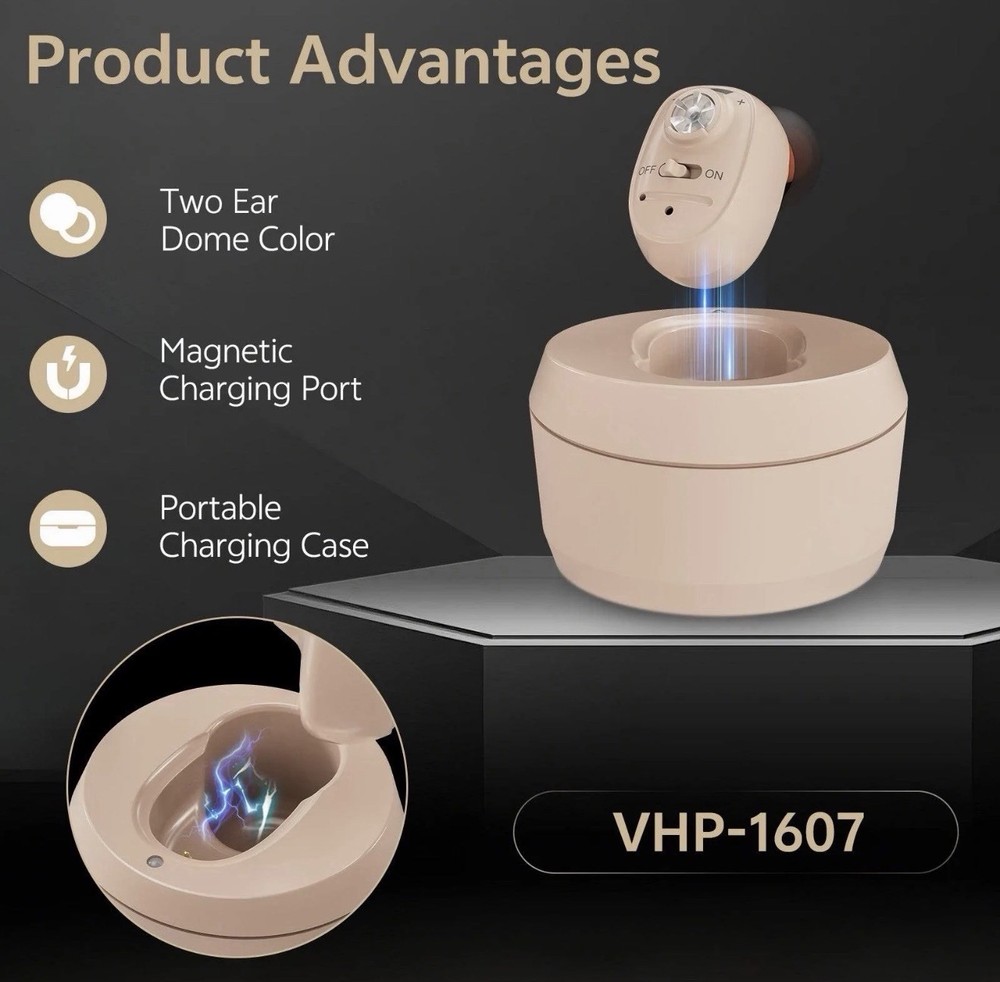 VHP-1607 Hearing Aid with Charging Base-Single (Beige)