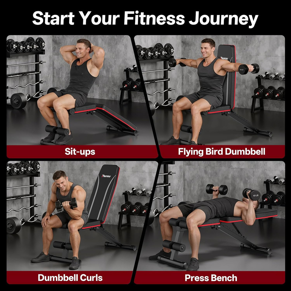 Adjustable Weight Bench, Foldable Incline Decline Flat Bench with 660 Lb Capacit