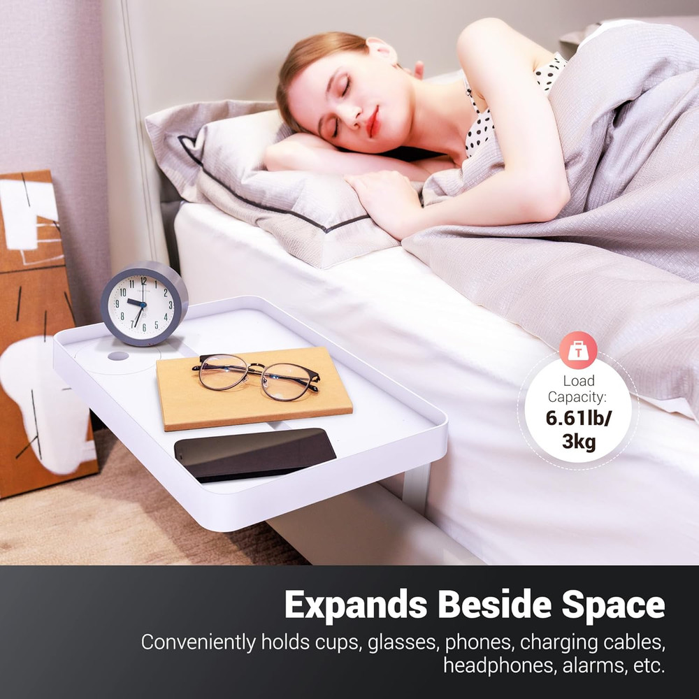 Bedside Shelf - under Mattress Tray Table for Box Spring/Platform Bed, Small Bed