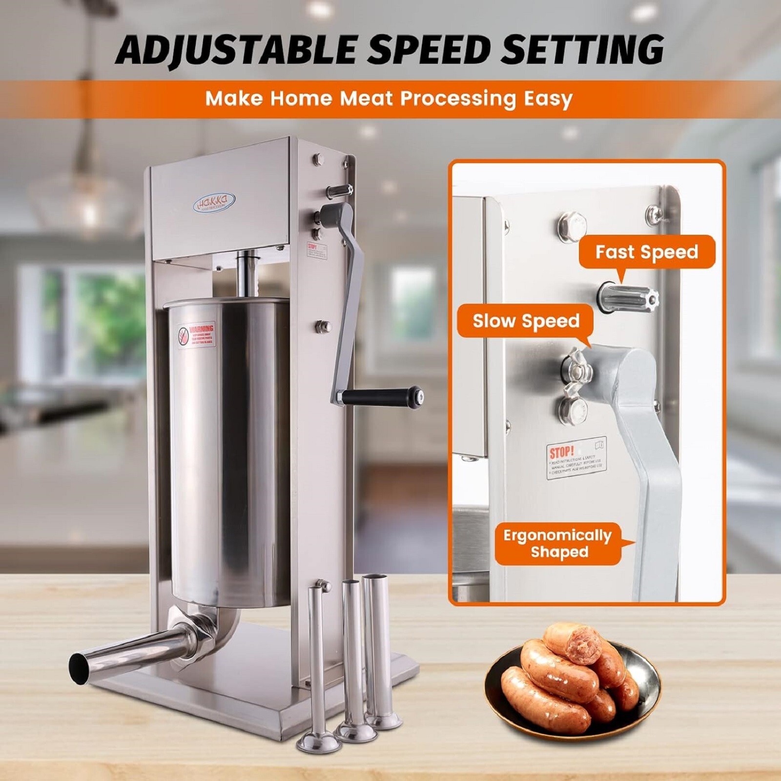 Hakka 7Lbs 3L Sausage Stuffer 2 Speed Meat Filler Pressing Maker Machine