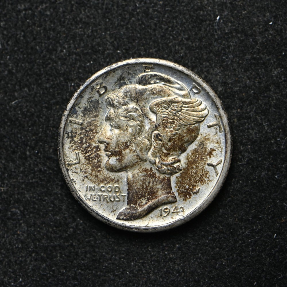1943-S Mercury Silver Dime Toned BU (bb17460)