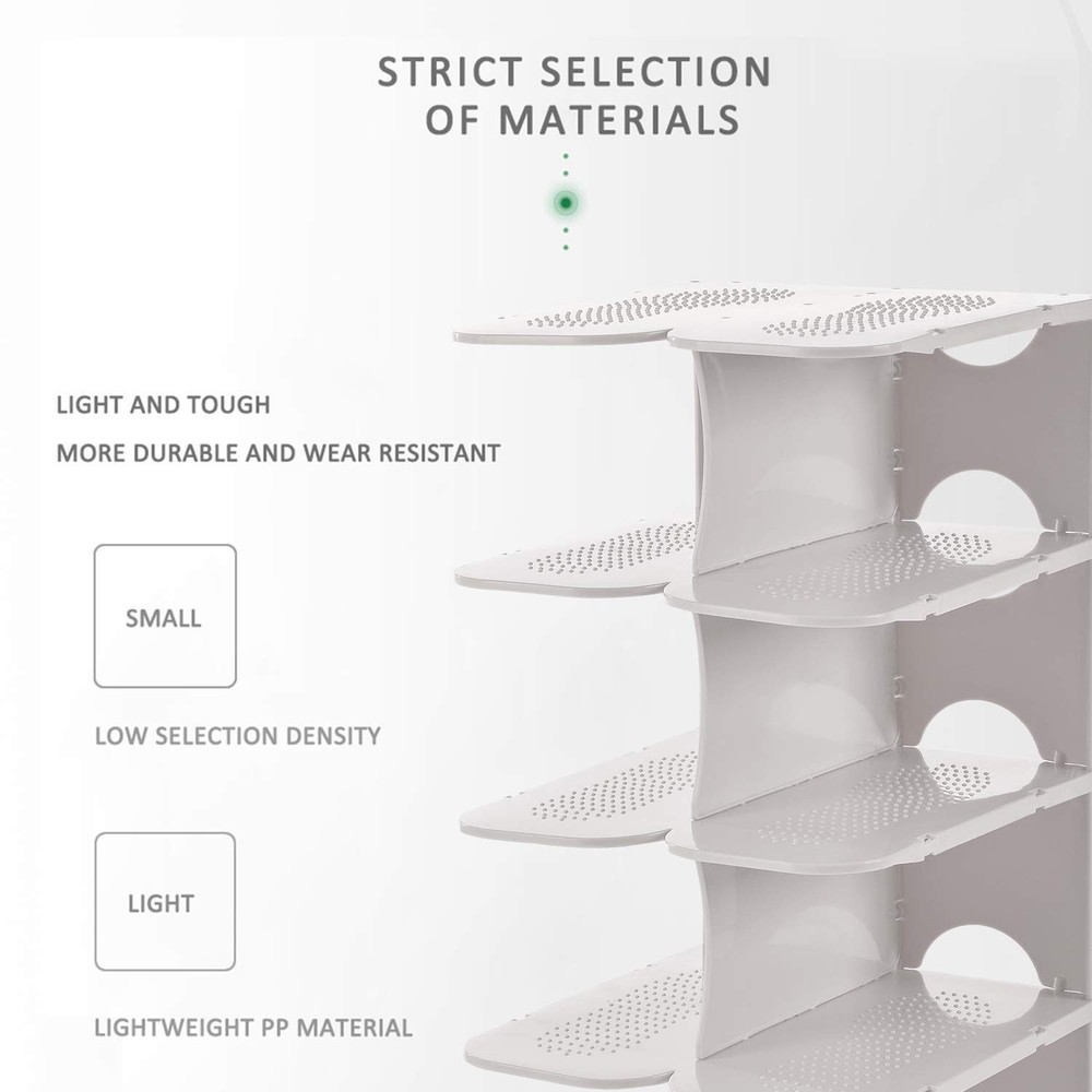 6-Tier Narrow Shoe Rack for Small Entryways, Space-Saving Adjustable Stackabl...