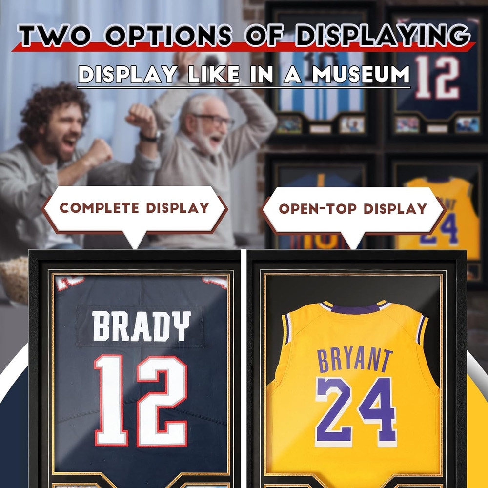 Jersey Frame & Baseball Display Case, Clear Acrylic Shadow Box with UV Protectio