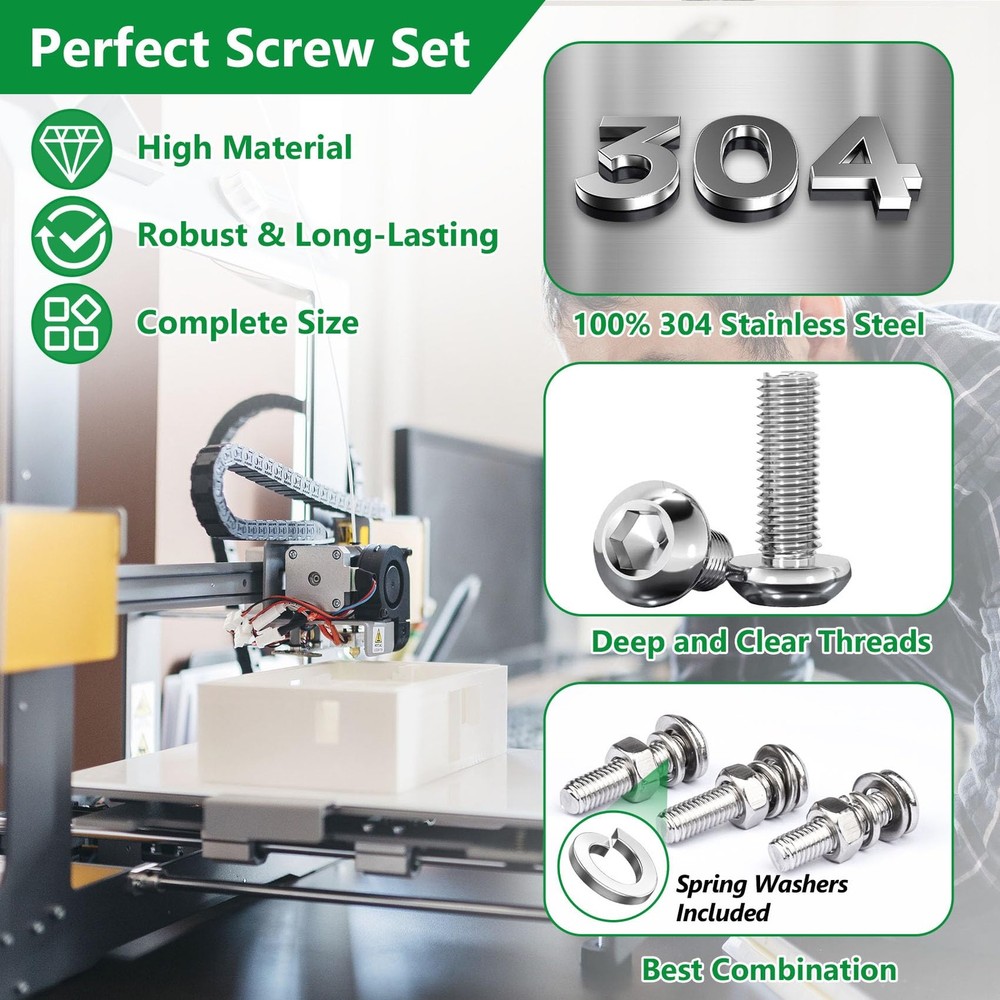 820PCS Screws and Nuts, M2 M3 Hex Button Head, 820 Silver