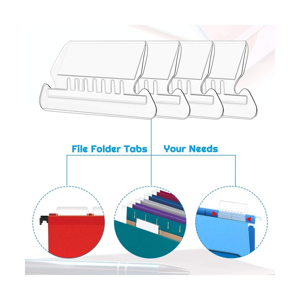 File Folder Tabs, Selizo 100 Sets Hanging File Folder Labels 2" Tabs and Inse...