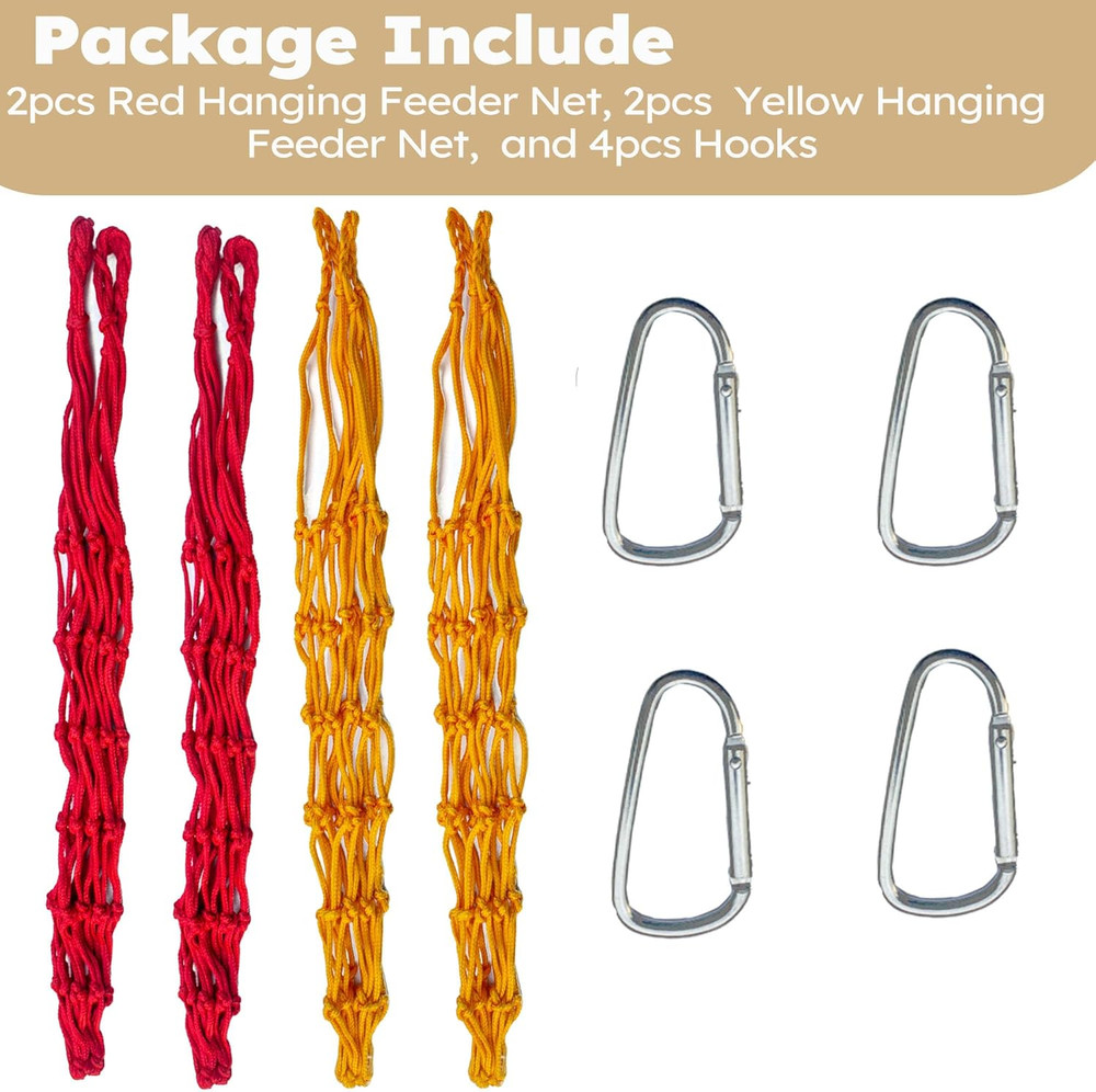 Chicken Vegetable Hanging Feeder 4 PCS, Reusable String Bag with Hook for Chicke