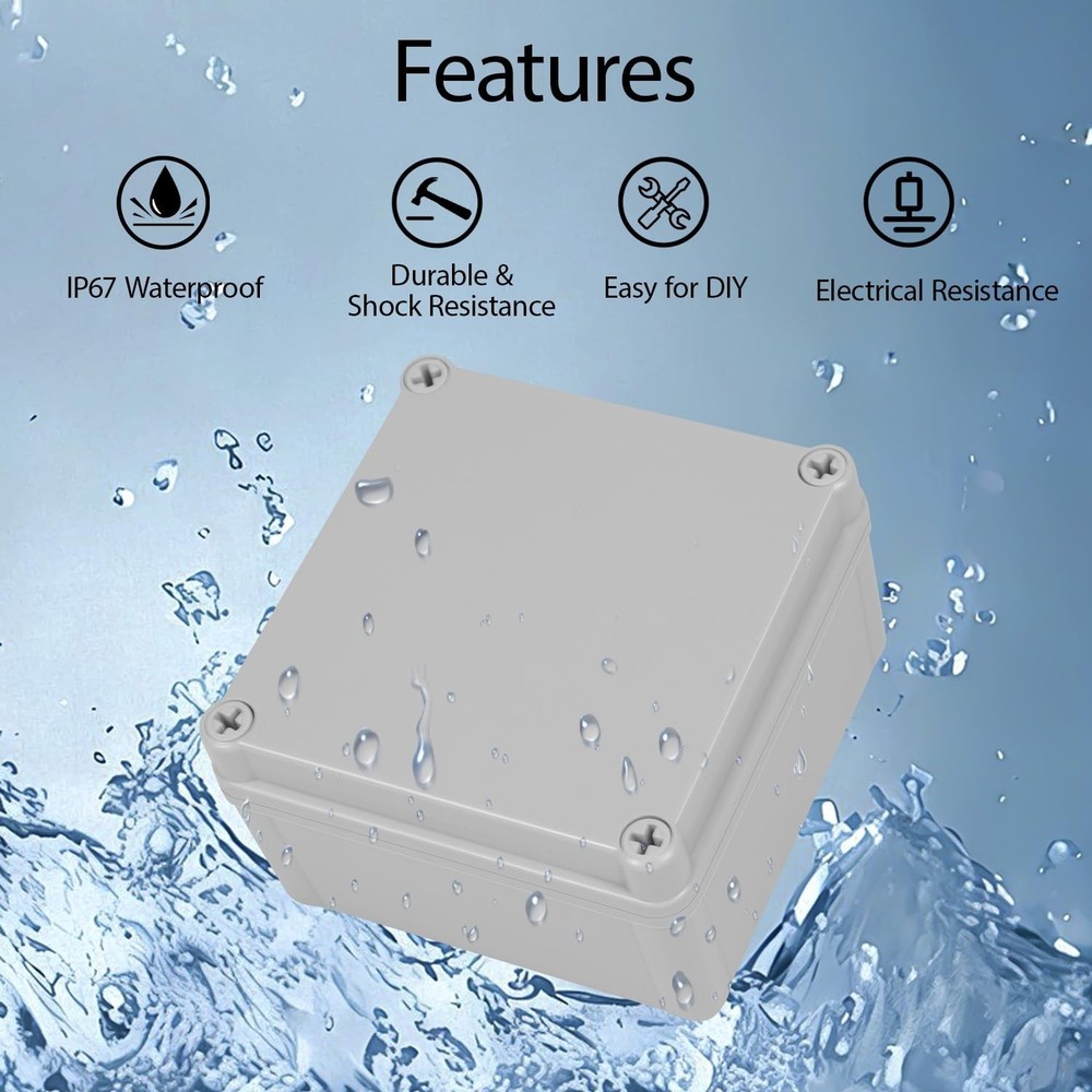 Junction Box, 4.9"x 4.9"x 3"(2 Pack) Outdoor Electrical Box with Mounting Pla...