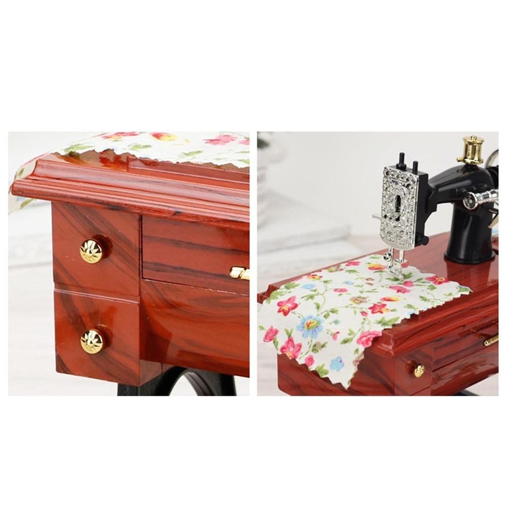 Creative Sewing Machine Music Box Mechanical Music Box Mini Decorative Table ...
