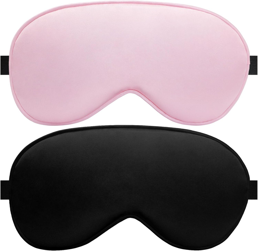 Silk Sleep Mask – 2 Pack Silk Eye Mask for Sleeping, Adjustable Strap, 100% Blac