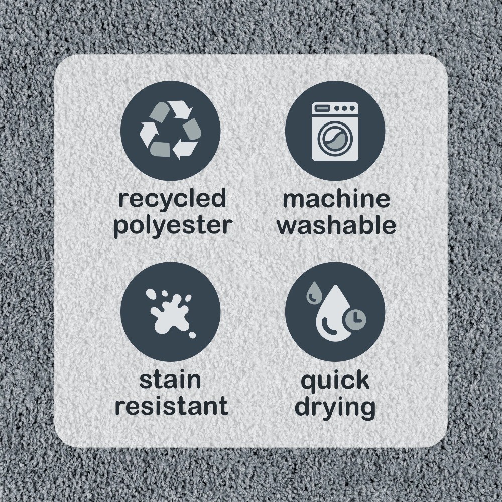 Grey Polyester Contour Bath Mat Non Slip 20 x 22 Inches